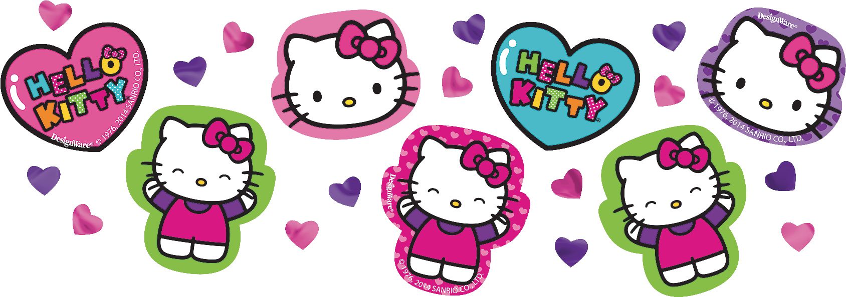 Rainbow Hello Kitty Birthday Party Confetti Overhead_Flat