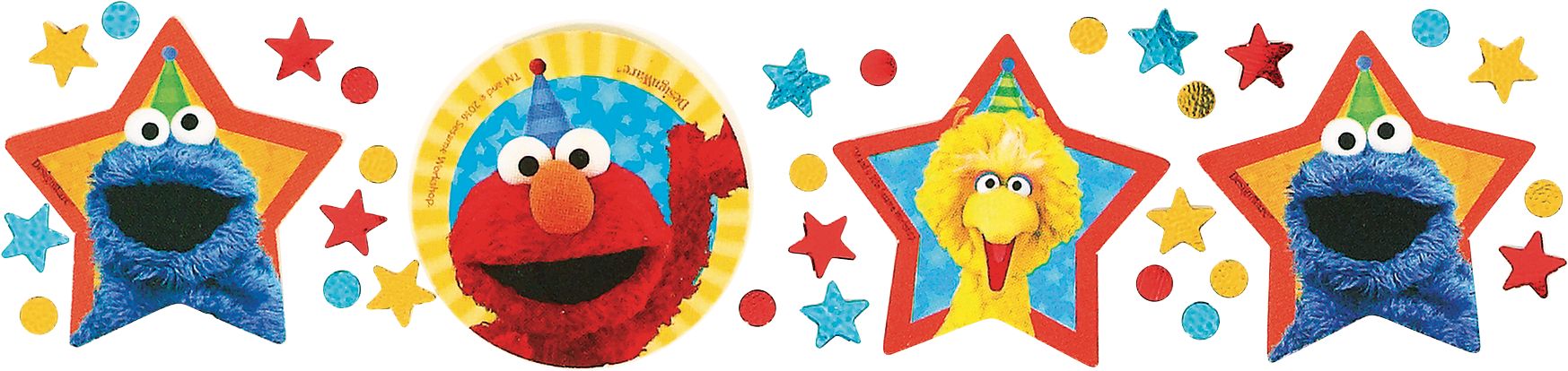 Sesame Street Birthday Party Confetti, Red/Yellow/Blue Front_Flat