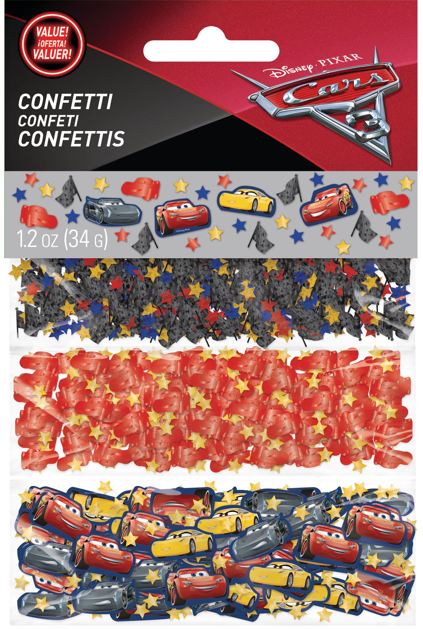 Disney Cars 3 Birthday Party Confetti Decoration Front_Flat