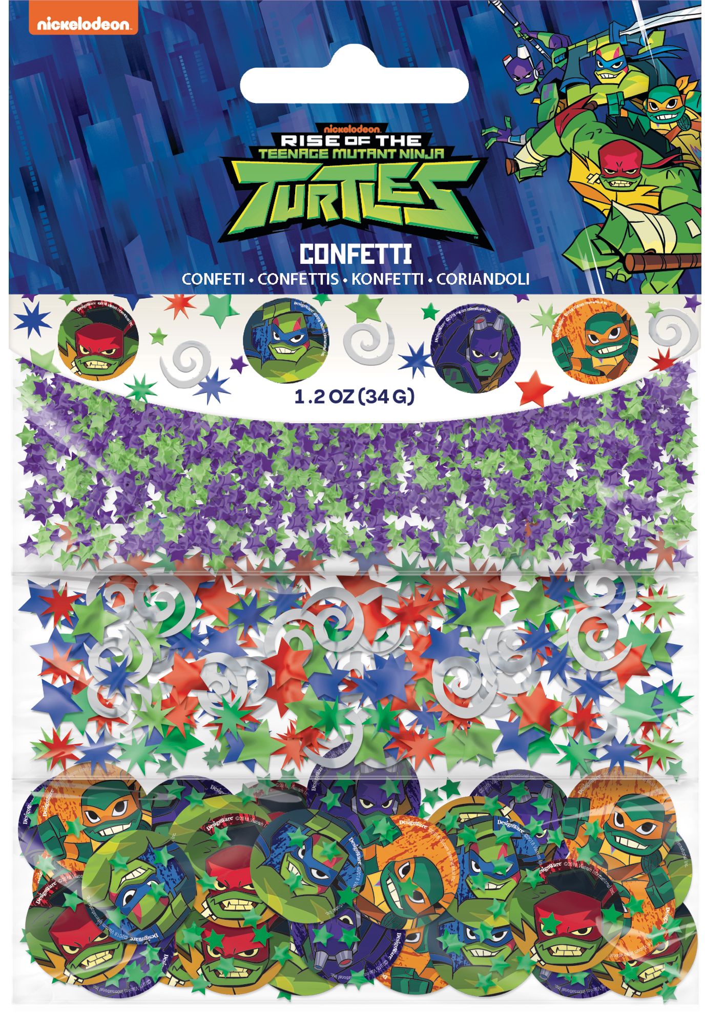 Teenage Mutant Ninja Turtles Stars & Swirls Confetti Table Scatter Decoration, Purple/Green, 1.2-oz, for Birthday Party Front_Flat