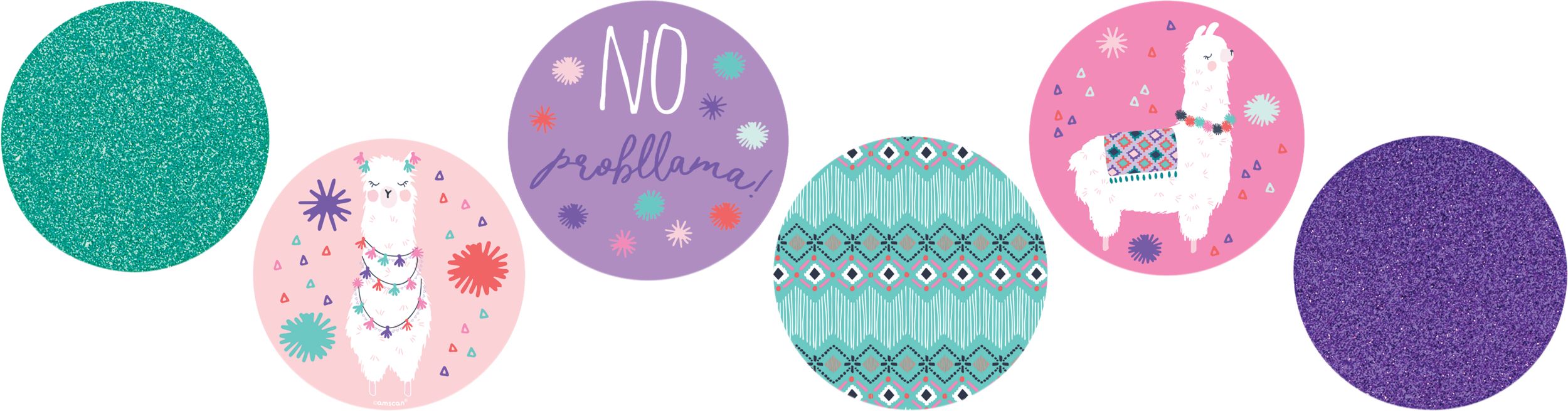 Giant Llama Fun Birthday Party Confetti, 48-pc Front_Flat