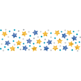 Blast Off Stars/Rocketship/Planets Confetti Table Scatter Decoration, Gold/Silver/Blue, 1.2-oz, for Birthday Party Front_Flat