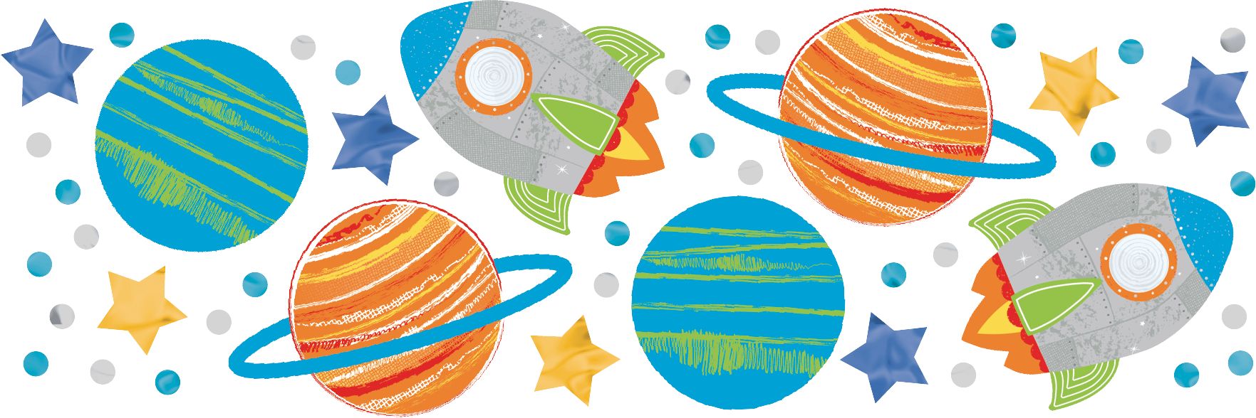 Confettis pour fête d'anniversaire fusée Front_Flat