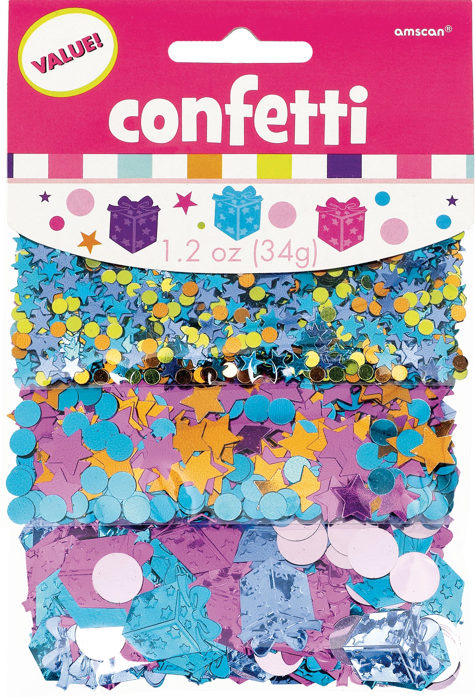 Birthday Party Confetti, Magenta/Pink/Blue/Turquoise/Green Front_Flat