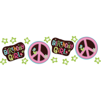 Confettis d'anniversaire fille Hippie, paquet économique Front_Flat