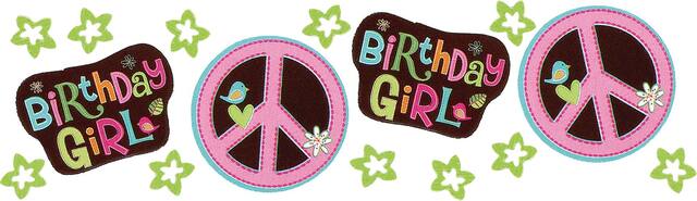 Confettis d'anniversaire fille Hippie, paquet économique Front_Flat