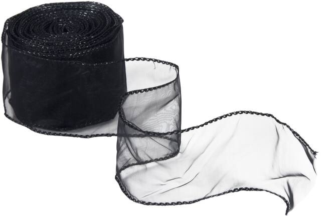 Wired Ribbon, Black, 10-yds Front_Angled_Right