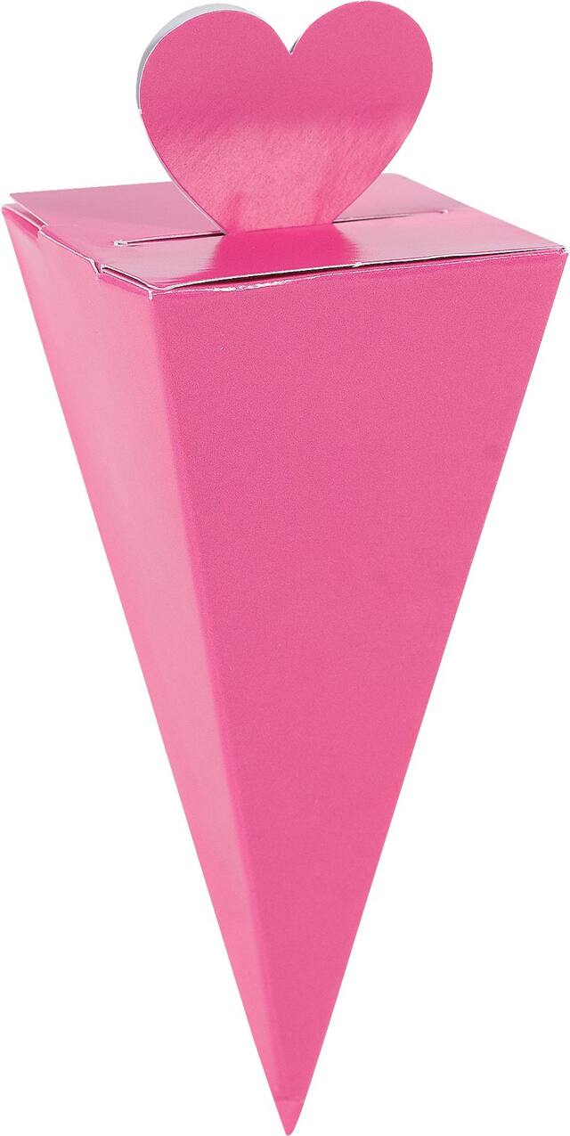 Cone Favour Boxes, Bright Pink, 50-pk Front_Angled_Right