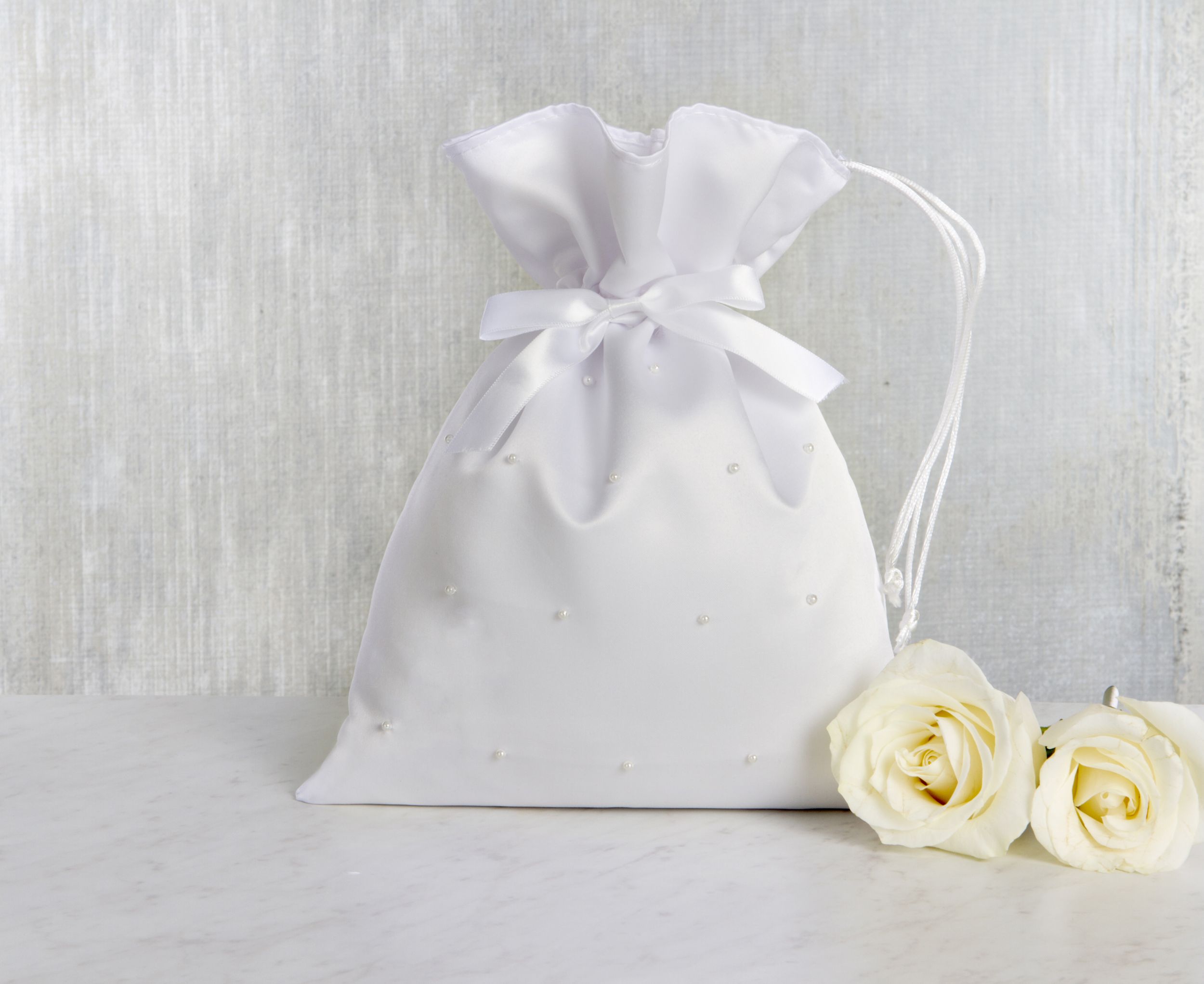 White Pearl Wedding Money Bag Party City