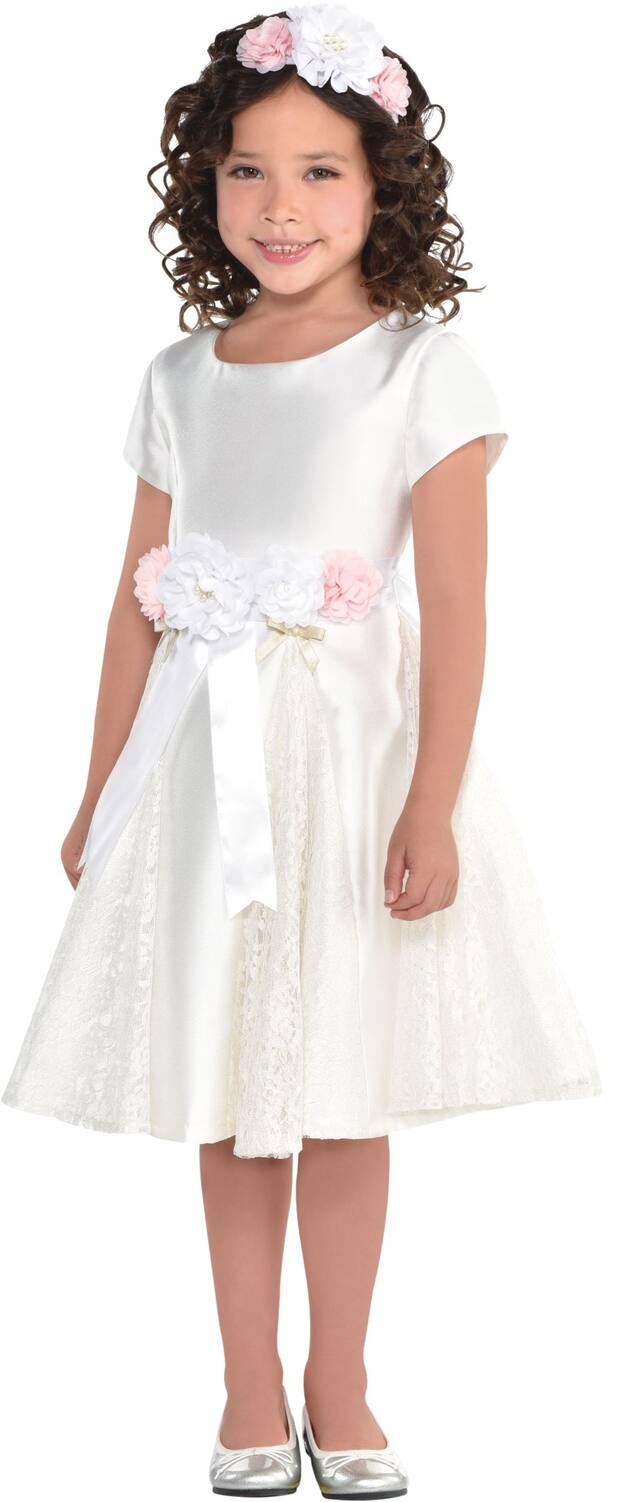 Flower Girl Headband & Sash Accessory Kit, Pink/White, One Size, 2-pk, Wearable Accessories for Weddings Front_Angled_Left