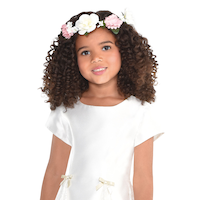 Flower Girl Wreath Headband, Pink/White, One Size, Wearable Accessory for Weddings