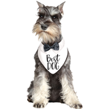 "Best Dog" Neck Bow Tie Bandana for Dogs, Black/White, One Size, Wearable Accessory for Weddings/Birthdays Front_Flat