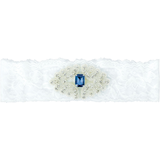 Jarretière de mariée, pierres précieuses bleues Front_Flat