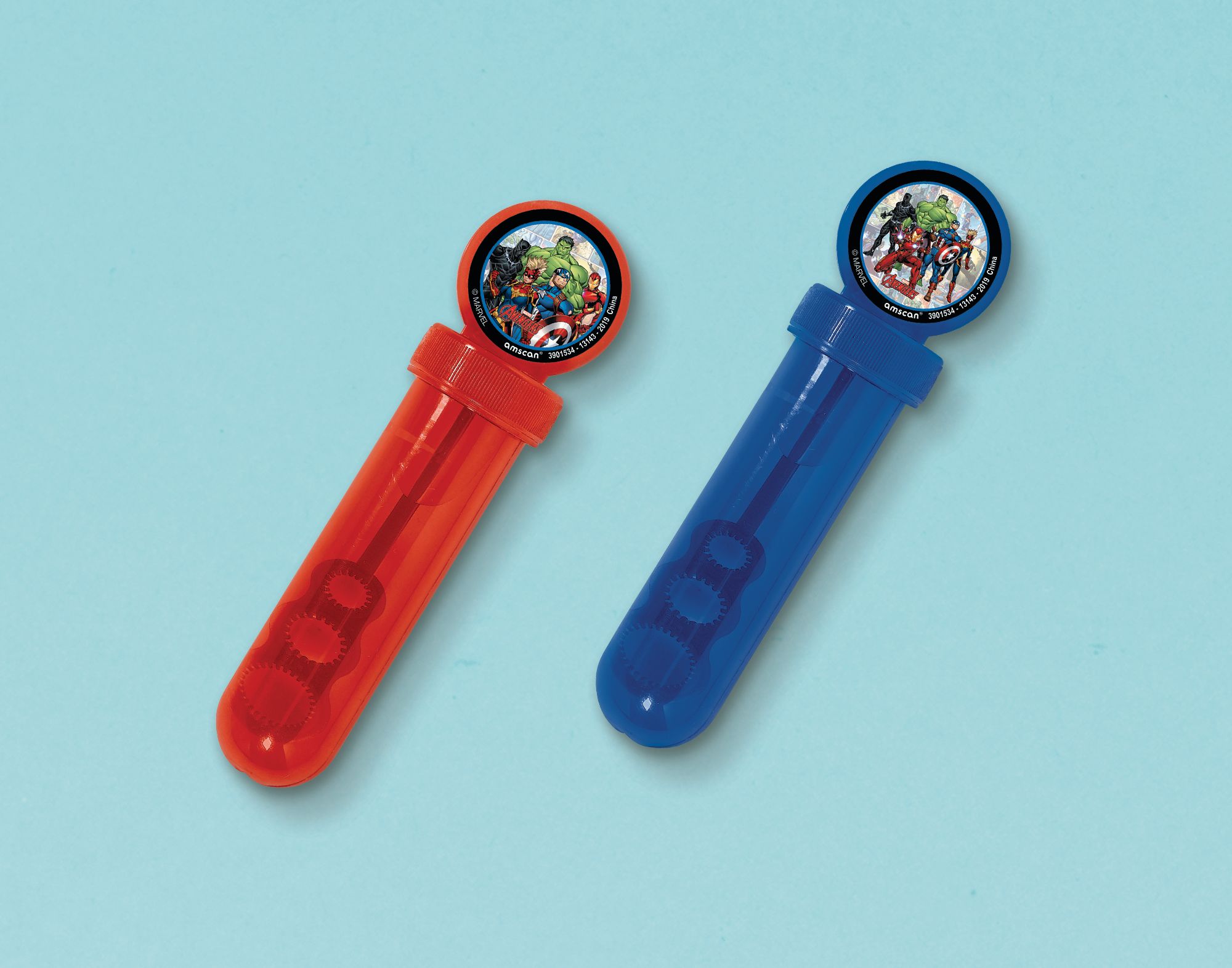 Bulles pour cadeaux-surprises d'anniversaire, Marvel Powers Unite, rouge/bleu, paq. 4 Overhead_Flat