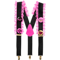 Sassy Bride Pink Ruffle Bachelorette Suspenders Front_Flat