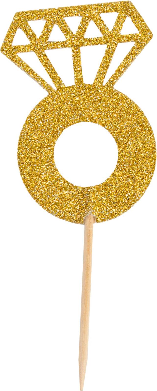 Glitter Gold Diamond Ring Party Picks, 24-pk Front_Flat