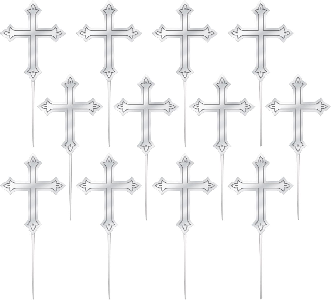 Silver Cross Cupcake Picks, 12-pk Front_Flat