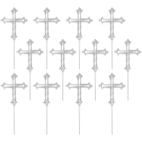 Décorations à petits gâteaux sur cure-dents avec croix argentée, paq. 12 Front_Flat