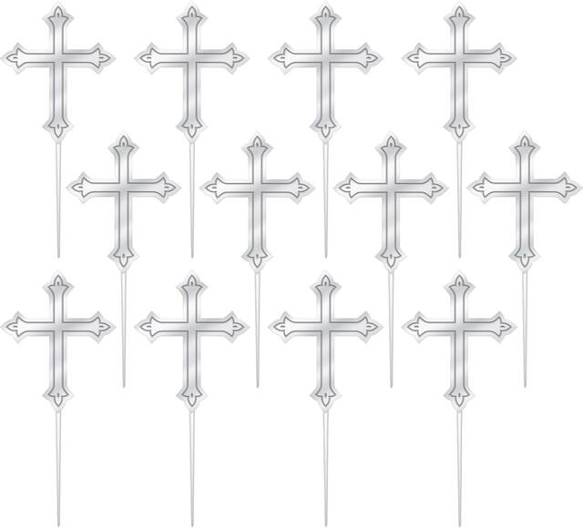 Silver Cross Cupcake Picks, 12-pk Front_Flat