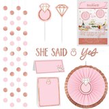 Blush Bride "She Said Yes" Buffet Table Decorating Kit with Food Cards, Picks, Decorations, Rose Gold, 9-in, 23-pk, for Engagement/Bachelorette Front_Flat