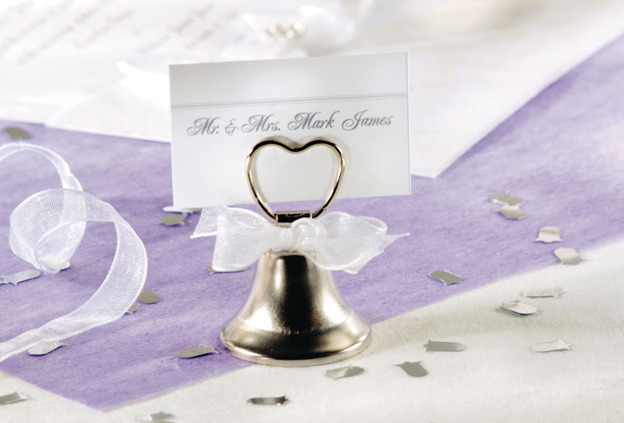 Silver Bell Place Card Holders Overhead_Plunge