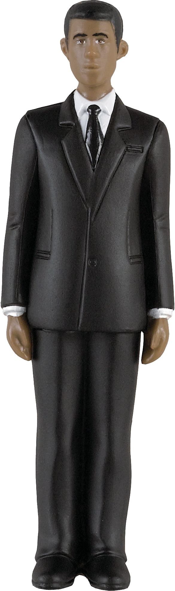 African American Groom Wedding Cake Topper, Black/White, 4.5-in, for Wedding Front_Flat