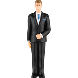 Brunette Groom Wedding Cake Topper, Black/White, 4.5-in, for Wedding Front_Flat