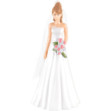 Caucasian Bride Cake Topper Front_Flat