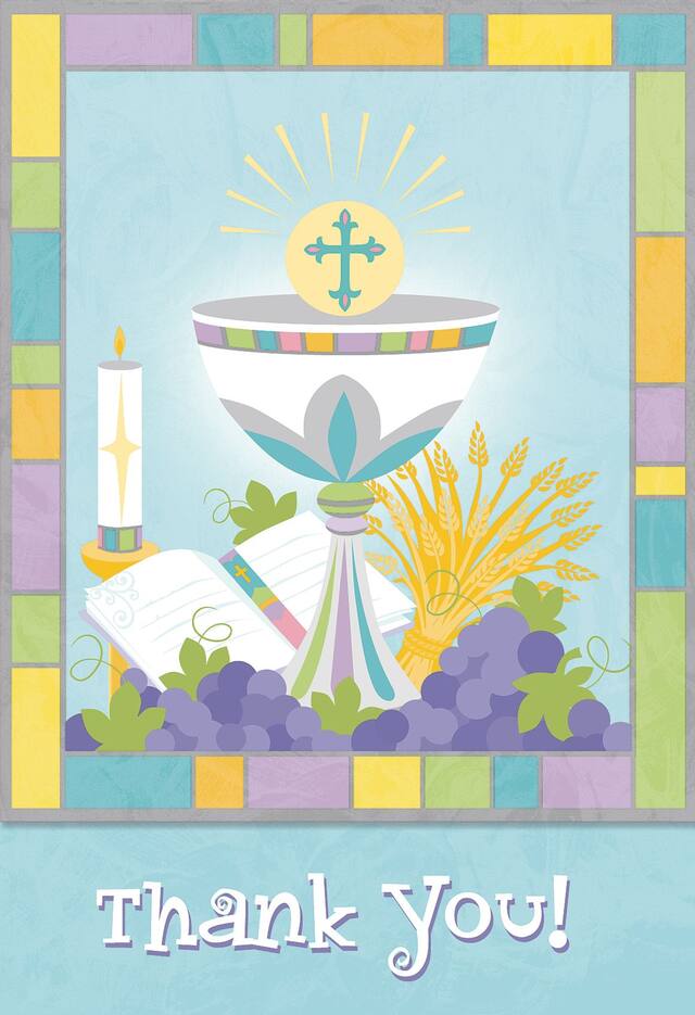 Joyous Communion Invitation Thank You Note Set for 10 Front_Flat