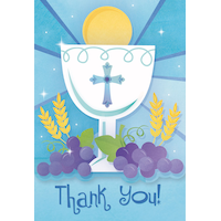 First Communion Invitations Thank You Notes Combo Pack, Blue 20-pk Front_Flat