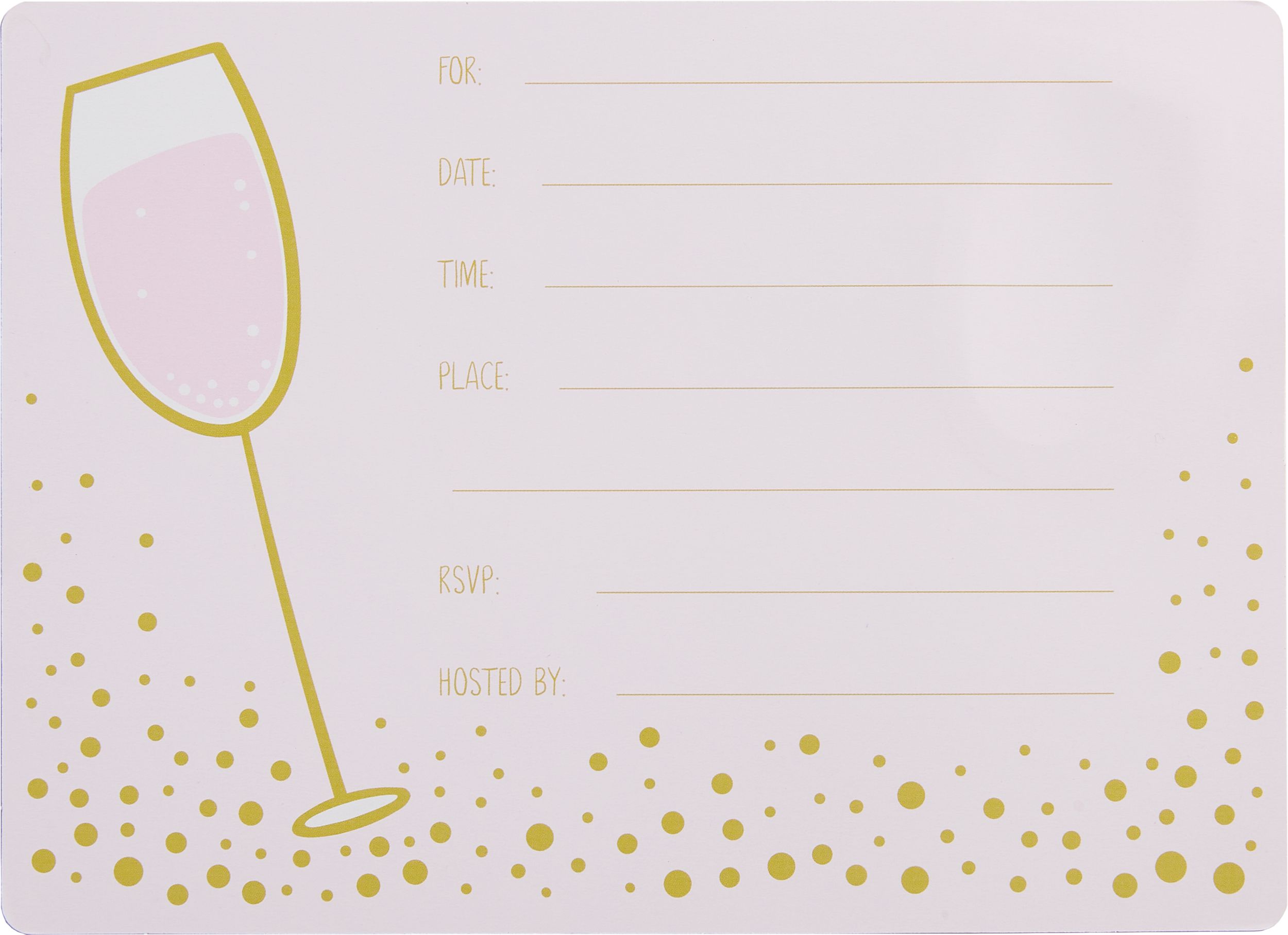 "Bridal Brunch" Paper Party Invitations with Envelopes, Gold/Pink, 8-pk, for Bridal Shower Back_Flat