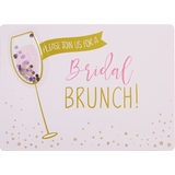 "Bridal Brunch" Paper Party Invitations with Envelopes, Gold/Pink, 8-pk, for Bridal Shower Front_Flat