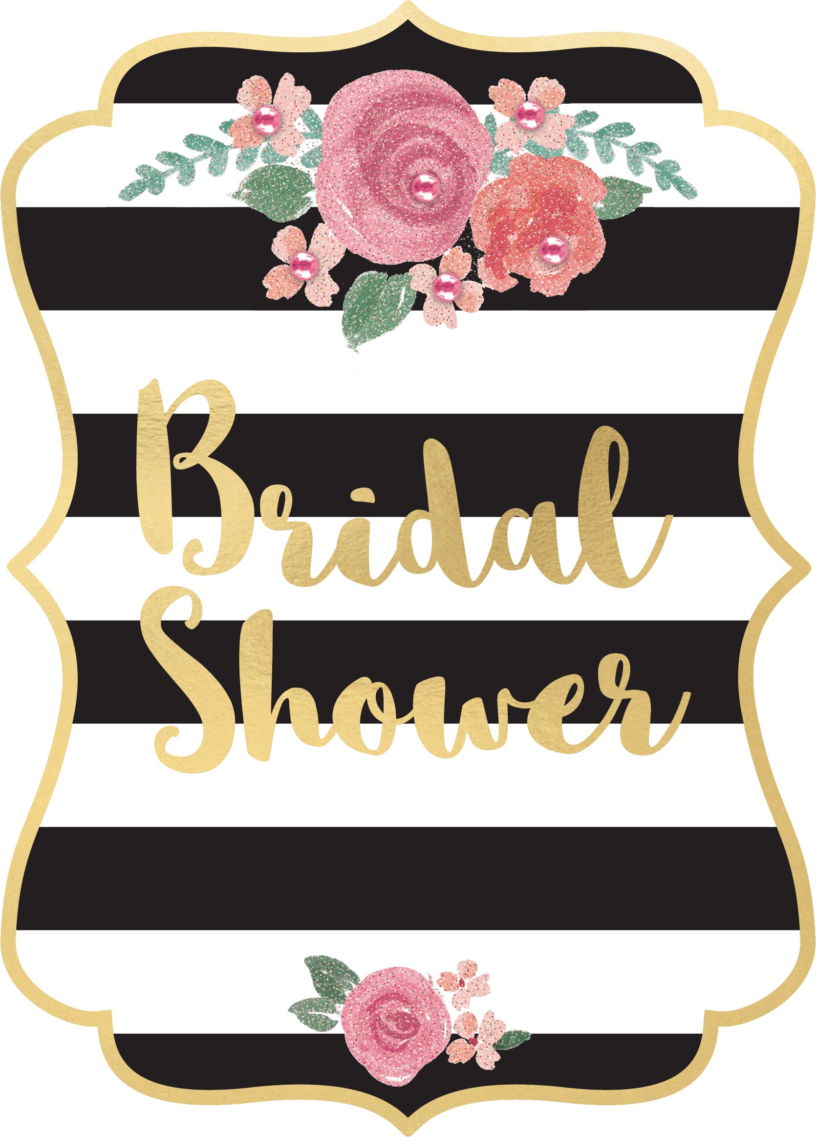 Black and Gold Bridal Shower Invitations, 8-pk Front_Flat
