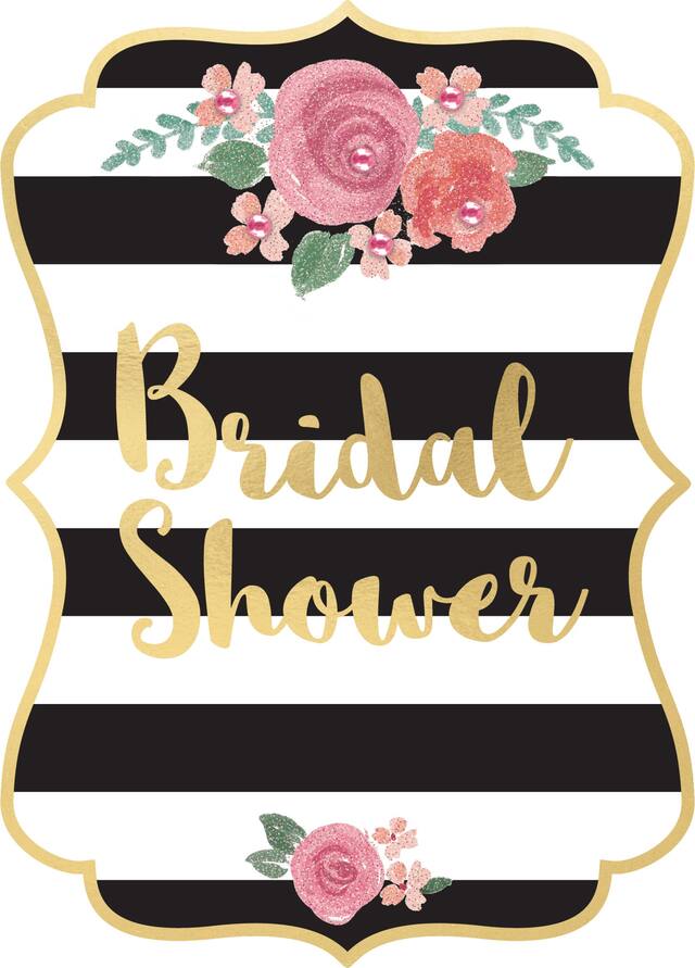 Black and Gold Bridal Shower Invitations, 8-pk Front_Flat