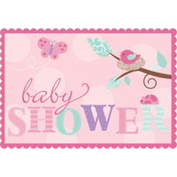 Invitations avec autocollants Tweet rose, paq. 8 Front_Flat