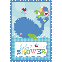 Baby Boy Ahoy Sticker Invitations, 8-pk Front_Flat