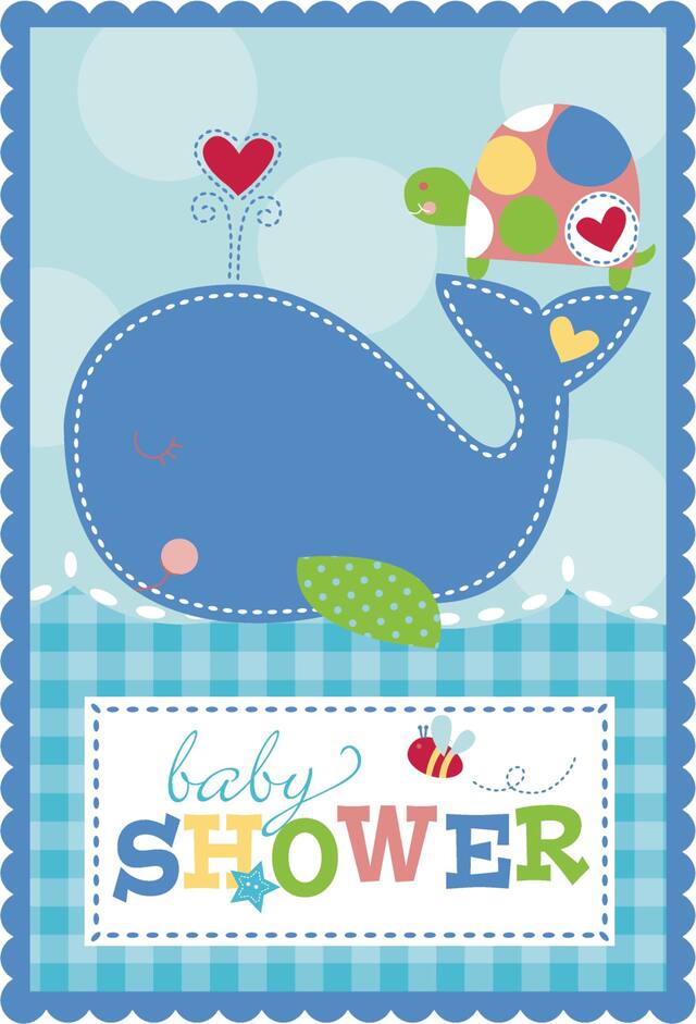 Baby Boy Ahoy Sticker Invitations, 8-pk Front_Flat