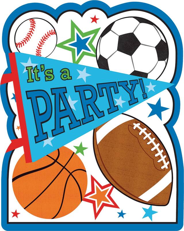 Carte d'invitation d'anniversaire de sport Front_Flat