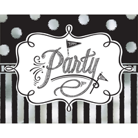 Invitations d'anniversaire, tableau noir à pois, paq. 8 Back_Flat