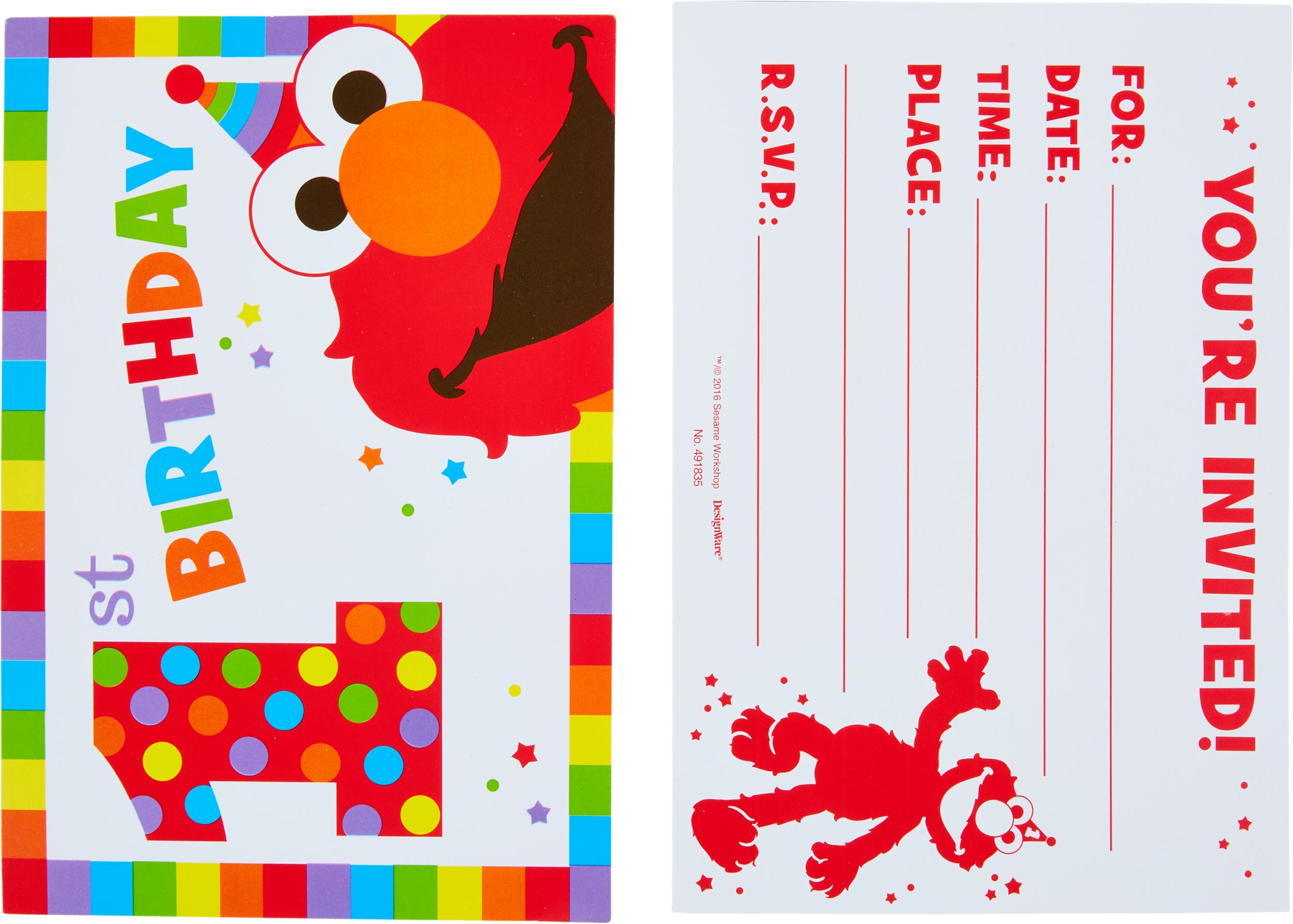Sesame Street Elmo 1st Birthday Party Postcard Invitations, 8-pk Composite_or_Mixed