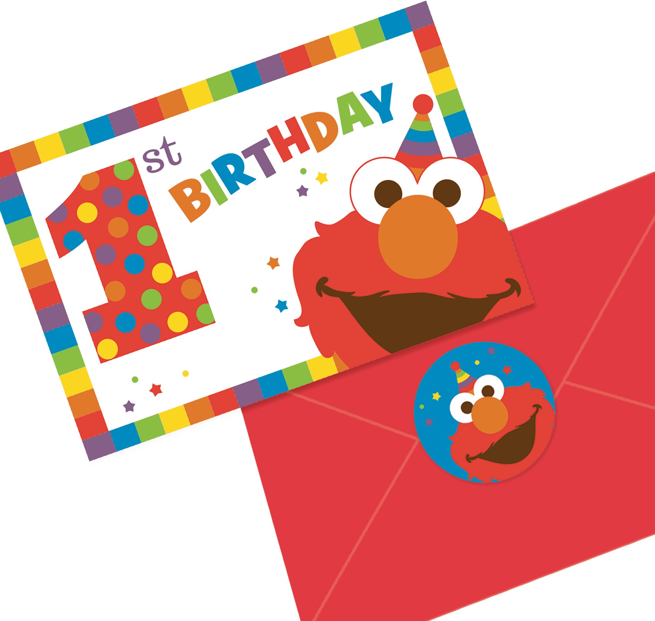 Sesame Street Elmo 1st Birthday Party Postcard Invitations, 8-pk Composite_or_Mixed