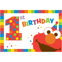 Sesame Street Elmo 1st Birthday Party Postcard Invitations, 8-pk Front_Flat
