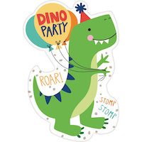 Dino-Mite Dinosaur Birthday Party Invitations, 8-pk Front_Flat