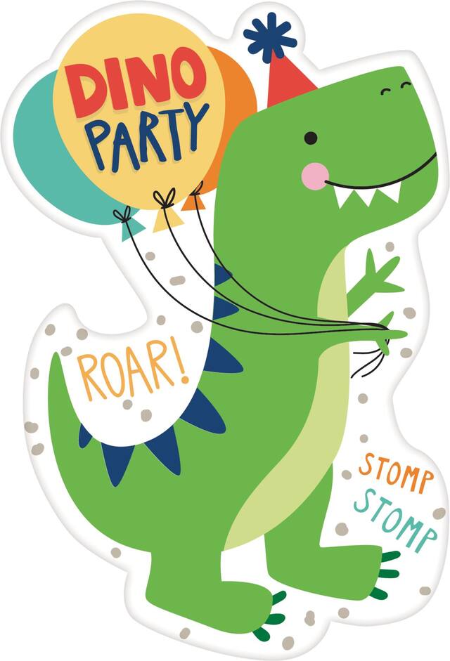 Dino-Mite Dinosaur Birthday Party Invitations, 8-pk Front_Flat
