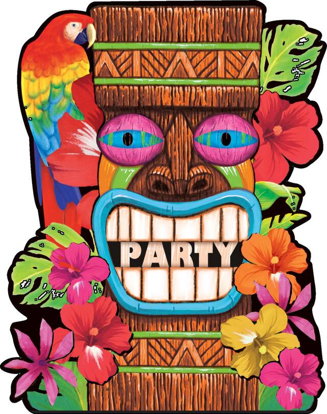 Invitations Été Tiki, format économique, paq. 50 Front_Flat