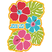 Invitations Hibiscus couleurs vives, paq. 20 Front_Flat