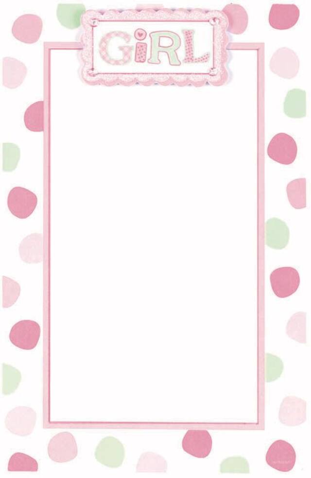 Printable Baby Pink Dot Invitations, 12-pk Front_Flat