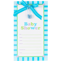 Blue Safety Pin Invitations, 8-pk Front_Flat