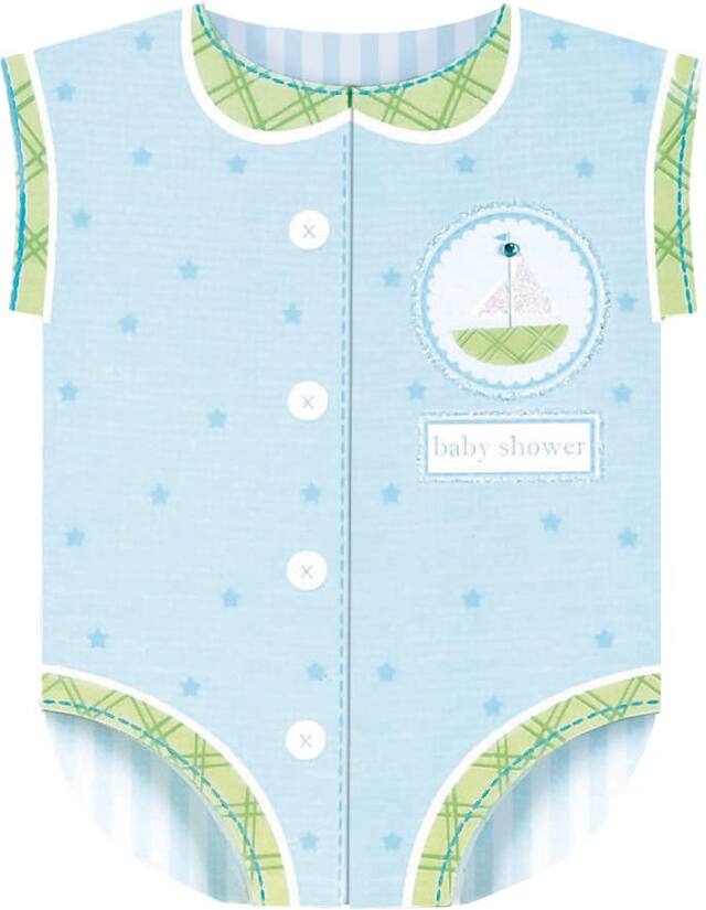 Blue Bodysuit Invitations, 8-pk Front_Flat