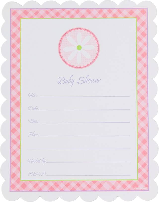 Invitations roses pour fête prénatale, paquet économique, paq. 20 Front_Flat